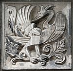 Old Bas-relief Of Fairytale Firebird Stock Photo