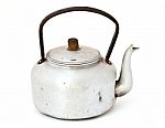 Old Dirty Classic Kettle Isolated On White Background Stock Photo