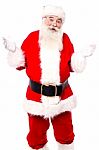 Old Happy Santa Posing Over White Stock Photo