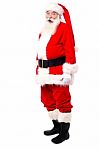 Old Man In Santa Dress Posing Over White Stock Photo