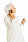 Old Woman Cellphone Stock Photo