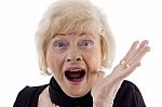 Old Woman Shouting Stock Photo