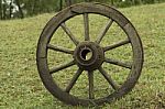 Old Wooden Wheel Stock Photo