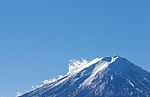 On Top Mt Fuji Blue Sky With Cloud Stock Photo