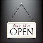 Open Label Sign Luxury Hanging Style Stock Photo