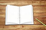 Opened Empty Spiral Bound Notebook Stock Photo