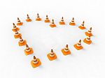 Orange Heart Shaped Traffic Cone Stock Photo