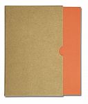 Orange Notebook In Brown Paper Case Isolated On White Background Stock Photo