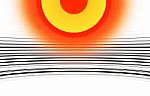 Orange Yellow Sun With Black And White Curved Lines Illustration Stock Photo