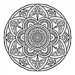 Outline Mandala Decorative Round Ornament, Hand Drawn Style - Ve Stock Photo
