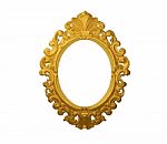 Oval Gold Picture Frame With A Decorative Pattern Stock Photo
