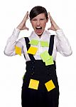 Overwhelmed With Too Many Tasks Stock Photo