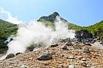 Owakudani Valley ( Volcanic Valley With Active Sulphur And Hot S Stock Photo