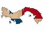 Panama Map On  Flag Drawing ,grunge And Retro Flag Series Stock Photo