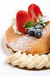 Pancake With Strawberry Stock Photo