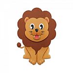 Paper Cut Of Lion Cartoon Is Cute Design For Illustration Stock Photo