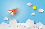 Paper Plane On Blue Sky Stock Photo