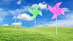 Paper Toy Windmill Stock Photo
