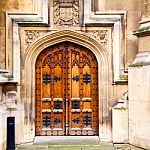 Parliament In London Old Church Door And Marble Antique  Wall Stock Photo