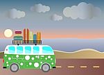  Passenger Van Car With Seascape Background Stock Photo