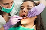 Patient And Dentist In The Dental Practice Stock Photo