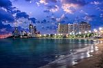Pattaya City And Sea In Twilight, Thailand Stock Photo