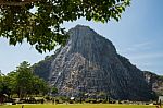 Pattaya, Thailand - December 18, 2016 : 130 Meter High Golden Buddha Laser Carved And Inlayed With Gold On Khao Chi Chan Cliff, Pattaya, Chonburi Province, Thailand Stock Photo