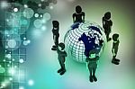 People Around A Globe Representing Social Networking Stock Photo