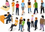 People  Flat Design Isolated On White Background Stock Photo