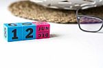 Perpetual Calendar Set At The Date Of June 12 Stock Photo