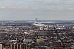 Photo Of The Streets And Olympic Stadium In Montreal Stock Photo