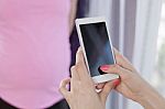 Photographing Pregnant Women Mobile Phone Stock Photo