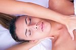 Physiotherapy Cervical Massage Stock Photo