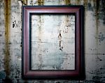 Picture Frame On Old Wall Stock Photo