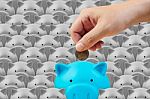 Piggy Bank And Hand, Saving Finance Concept Stock Photo