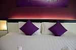 Pillows On Bed Stock Photo