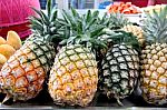 Pineapple In The Market Stock Photo