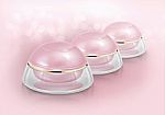 Pink Dome Cosmetic Jar On Glitter Background Stock Photo