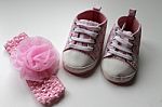 Pink Shoes For Baby Girl	 Stock Photo