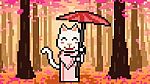 Pixel Art Cat Sakura Stock Photo