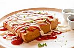 Pizza Toasted Bread With Tomato Sauce And Ham Cheese Selective F Stock Photo