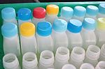 Plastic Container Of White Bottle Stock Photo