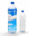 Plastic Water Bottles On White Background Stock Photo