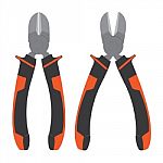 Pliers. Diagonal Cutting Pliers. Pliers With Orange And Black Isolated On White Background Stock Photo
