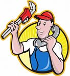 Plumber Worker With Adjustable Wrench Phone Stock Photo