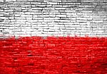 Poland Flag Painted On Wall Stock Photo