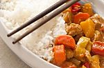 Pork Curry With Rice Stock Photo