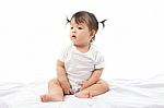 Portrait Cute Girl Baby On White Background Stock Photo