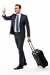 Portrait Of A Businessman With Suitcase Stock Photo