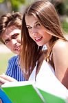 Portrait Of A Smiling Young Student Stock Photo